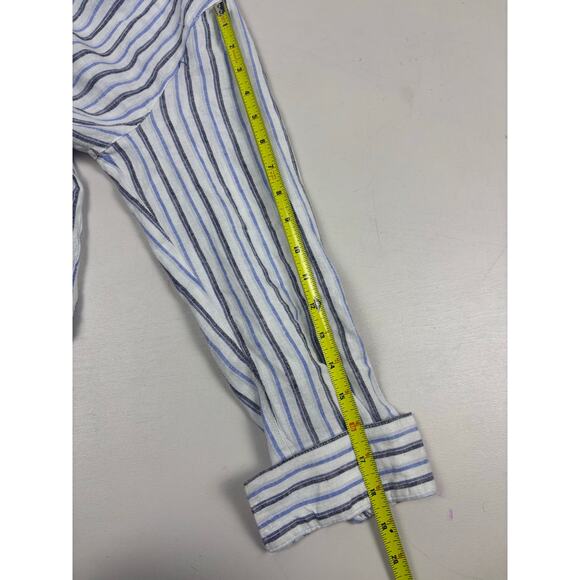 Calypso St Barth Striped Linen Blend Button Front Tie Hem Top Blouse Small - Picture 8 of 8